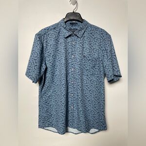Fish Hippies Shirt Mens Large Blue Rowe Performance Button Up Stretch Floral